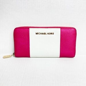 Michael Kors Pink and White Continental Wallet